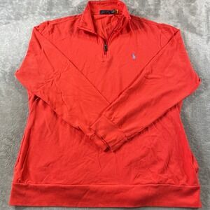 Polo Ralph Lauren Shirt Quarter Zip Pullover Mens XXL Orange Mesh Pockets Light